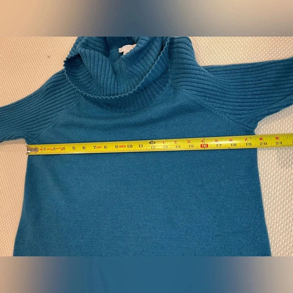 ✨Time and Tru Women's Cowl Neck Tunic Sweater LG 12/14 Teal knit - Picture 8 of 11